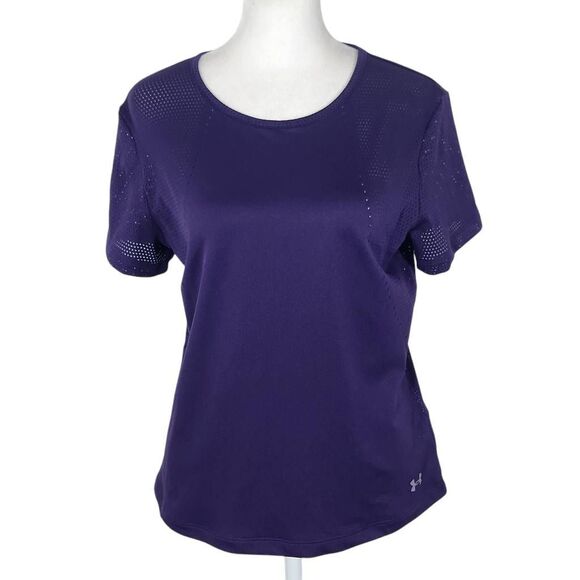 Under Armour Purple Activewear Top Size Medium UA Purple Fitted Athletic Tee - Picture 1 of 9